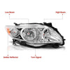 YITAMOTOR® 2009-2010 Toyota Corolla Headlight Assembly Chrome Housing Amber Reflector Headlamps - YITAMotor