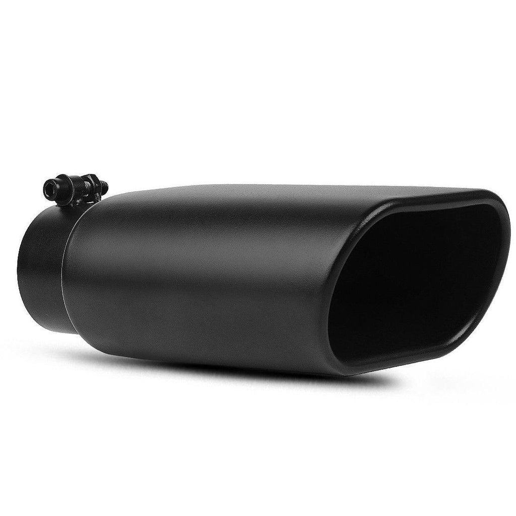 YITAMOTOR® 2.5'' Inlet 5.5''x3'' Outlet 9'' Long Bolt-on Oval Black Stainless Steel Exhaust Tip - YITAMotor