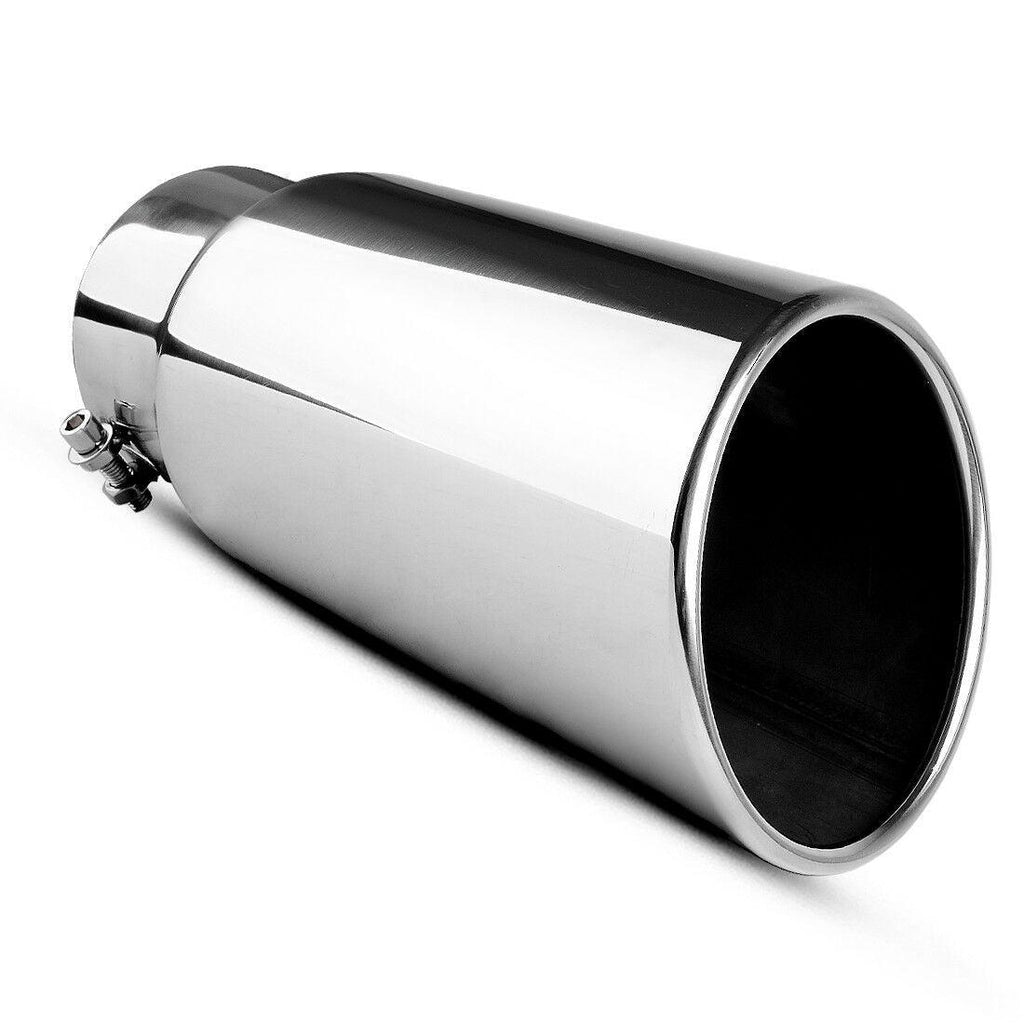 4'' Inlet 6'' Outlet 12'' Long Bolt On Diesel Exhaust Tip Chrome Stainless Steel - YITAMotor