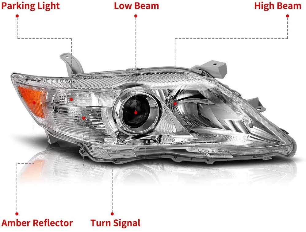 YITAMOTOR® 2010-2011 Toyota Camry Hybrid Headlight Assembly Chrome Housing Projector Headlamps - YITAMotor