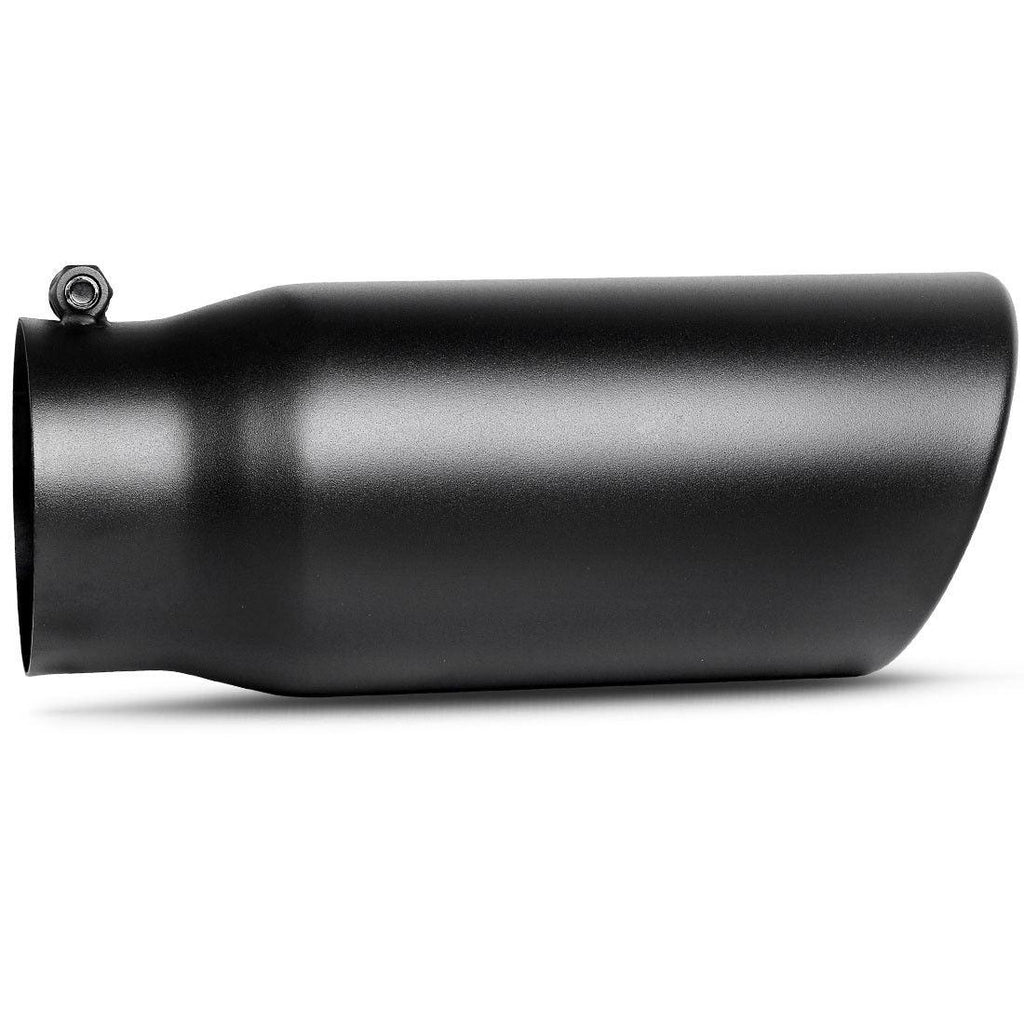 4 Inch Inlet Black Exhaust Tip, 4'' x 5'' x 12'' Universal Black Coated Finish Stainless Steel Diesel Exhaust Tailpipe Tip,Bolt/Clamp On Design - YITAMotor