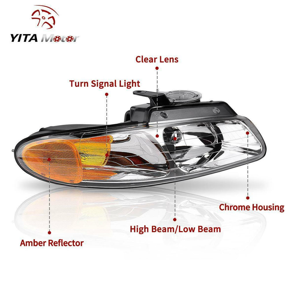 YITAMOTOR® 1996-2000 Dodge Caravan Chrysler Town & Country Voyager Headlights Headlamps - YITAMotor