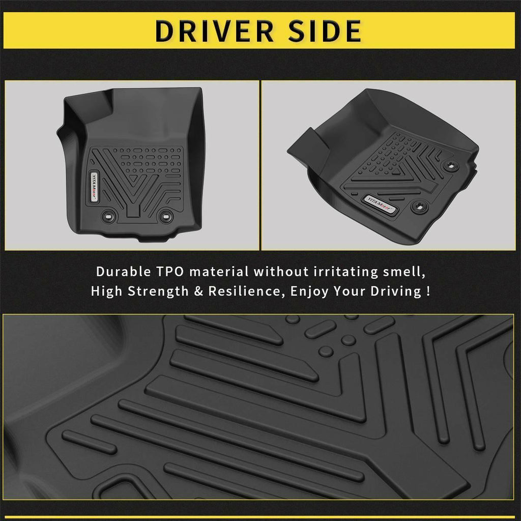 YITAMOTOR® Black All-Weather Floor Mats for 2018-2023 Toyota Tacoma, 1st & 2nd Row Protection Liners