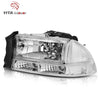 YITAMOTOR® 1998-2004 Dodge Dakota Durango Chrome Housing Headlight Bumper Lamp Set - YITAMotor