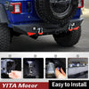 YITAMOTOR® 2018-2022 Jeep Wrangler JL & Unlimited Rear Bumper, w/ 2" Hitch Receiver, D-Rings & Square LED Lights - YITAMotor