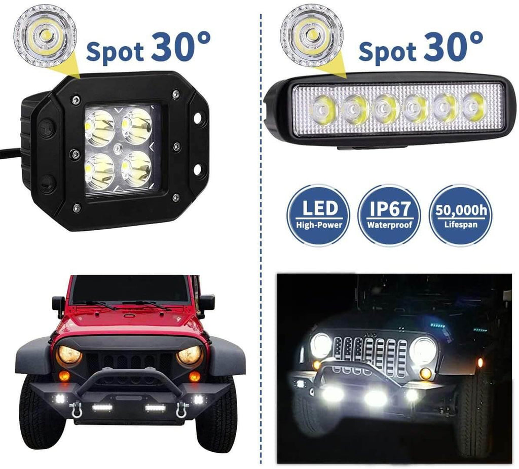 Jeep Wrangler front bumper light details