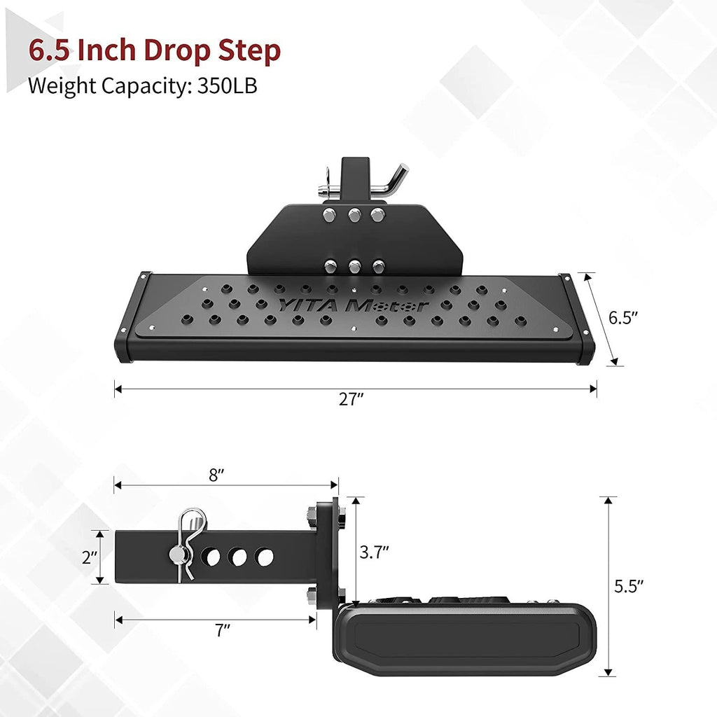 YITAMOTOR® Escalones de enganche de aluminio de 8,3" con protector de parachoques receptor de 2" Texturizado antideslizante con pasador de enganche