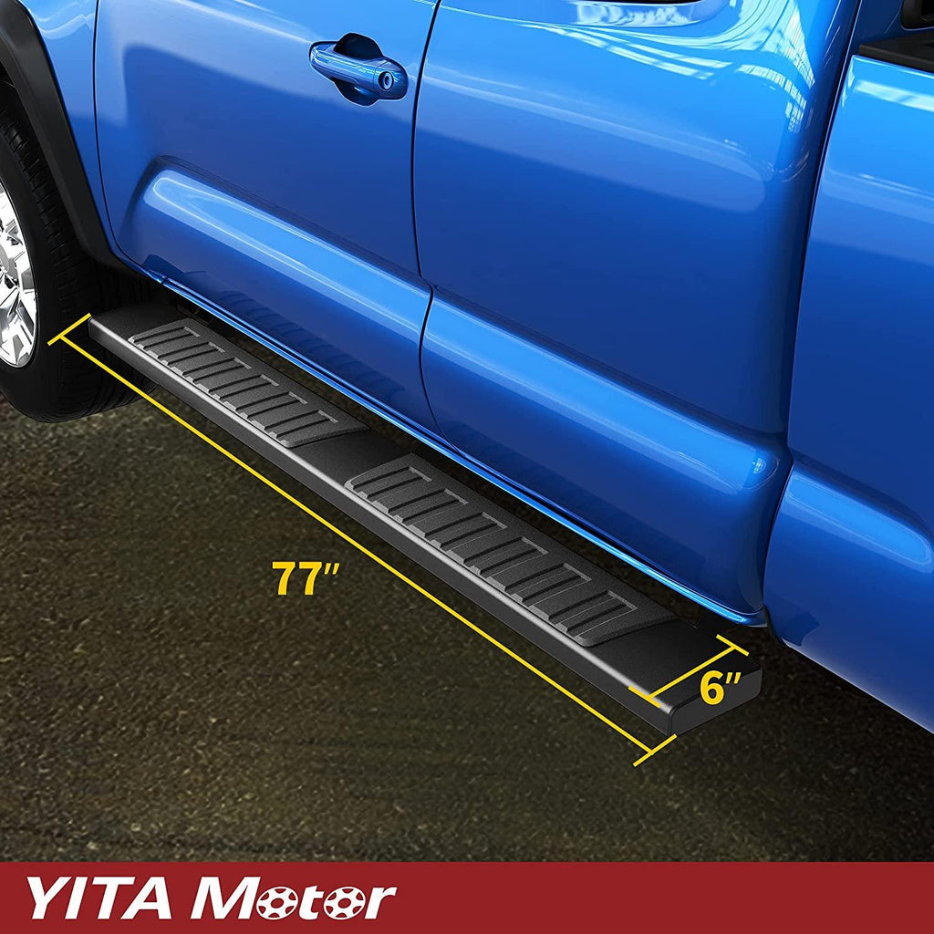 YITAMOTOR® 6" Running Boards For 05-23 Toyota Tacoma Access Cab, Aluminum Black Side Steps Nerf Bars