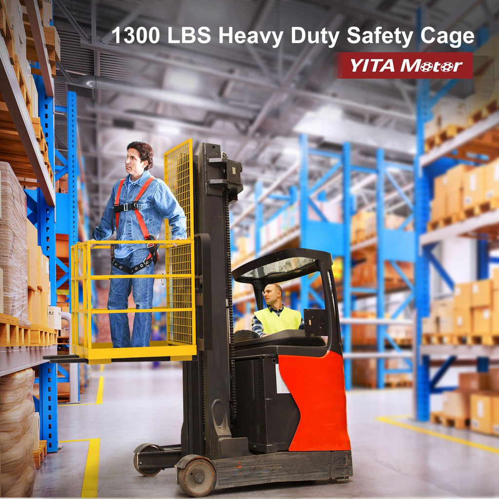 YITAMOTOR® 43"x45"Forklift Safety Cage Basket Safety Cage 2 Person Work Platform 1400 LBS0