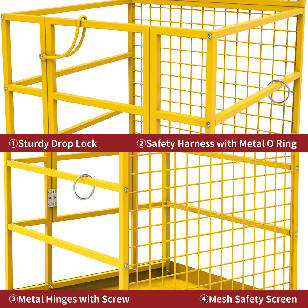 YITAMOTOR® 43"x45"Forklift Safety Cage Basket Safety Cage 2 Person Work Platform 1400 LBS0