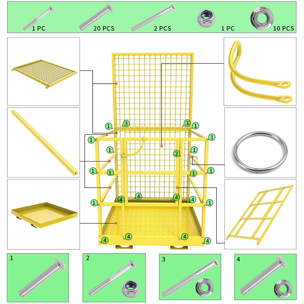 YITAMOTOR® 43"x45"Forklift Safety Cage Basket Safety Cage 2 Person Work Platform 1400 LBS0