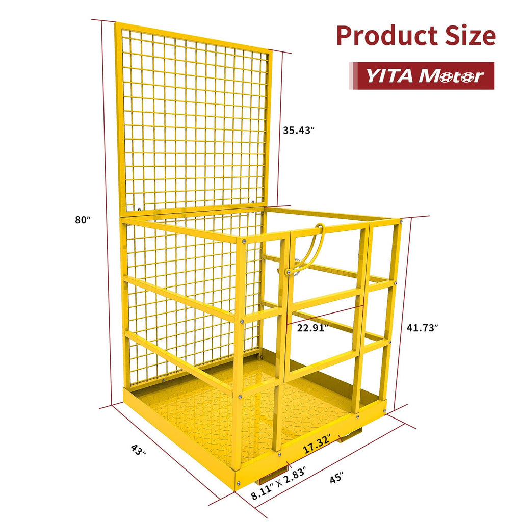 YITAMOTOR® 43"x45"Forklift Safety Cage Basket Safety Cage 2 Person Work Platform 1400 LBS0