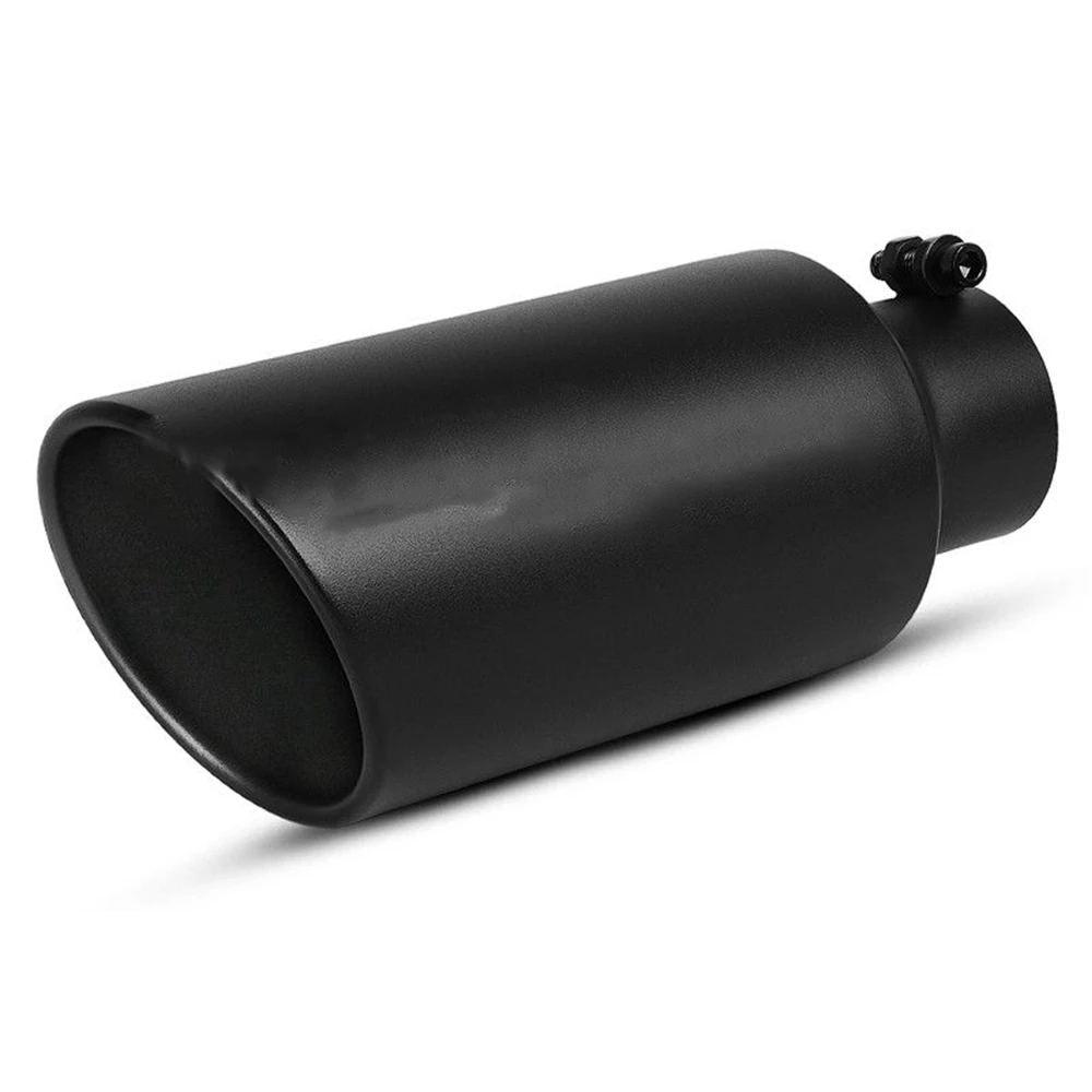 Exhaust Tip 3'' Inlet 5'' Outlet 12 inch Long Bolt On Black Stainless Steel Diesel - YITAMotor