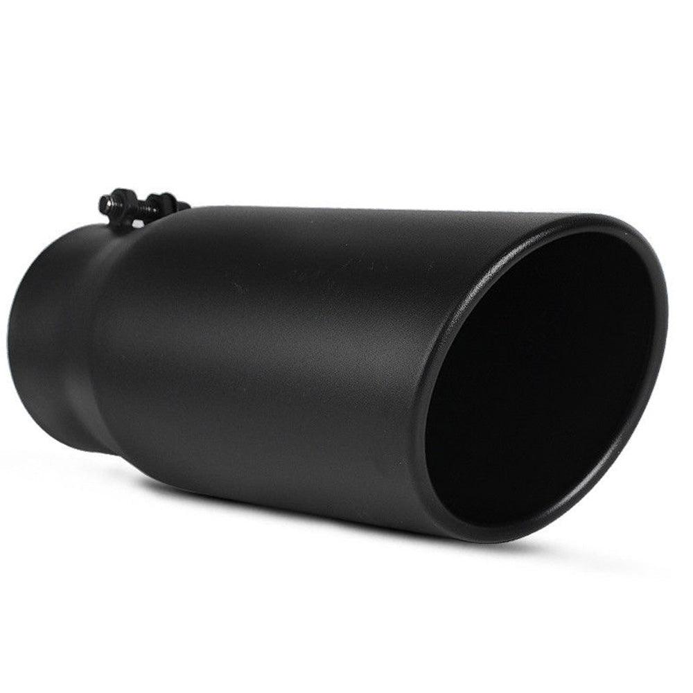 4 Inch Inlet Black Exhaust Tip, 4'' x 5'' x 12'' Universal Black Coated Finish Stainless Steel Diesel Exhaust Tailpipe Tip,Bolt/Clamp On Design - YITAMotor