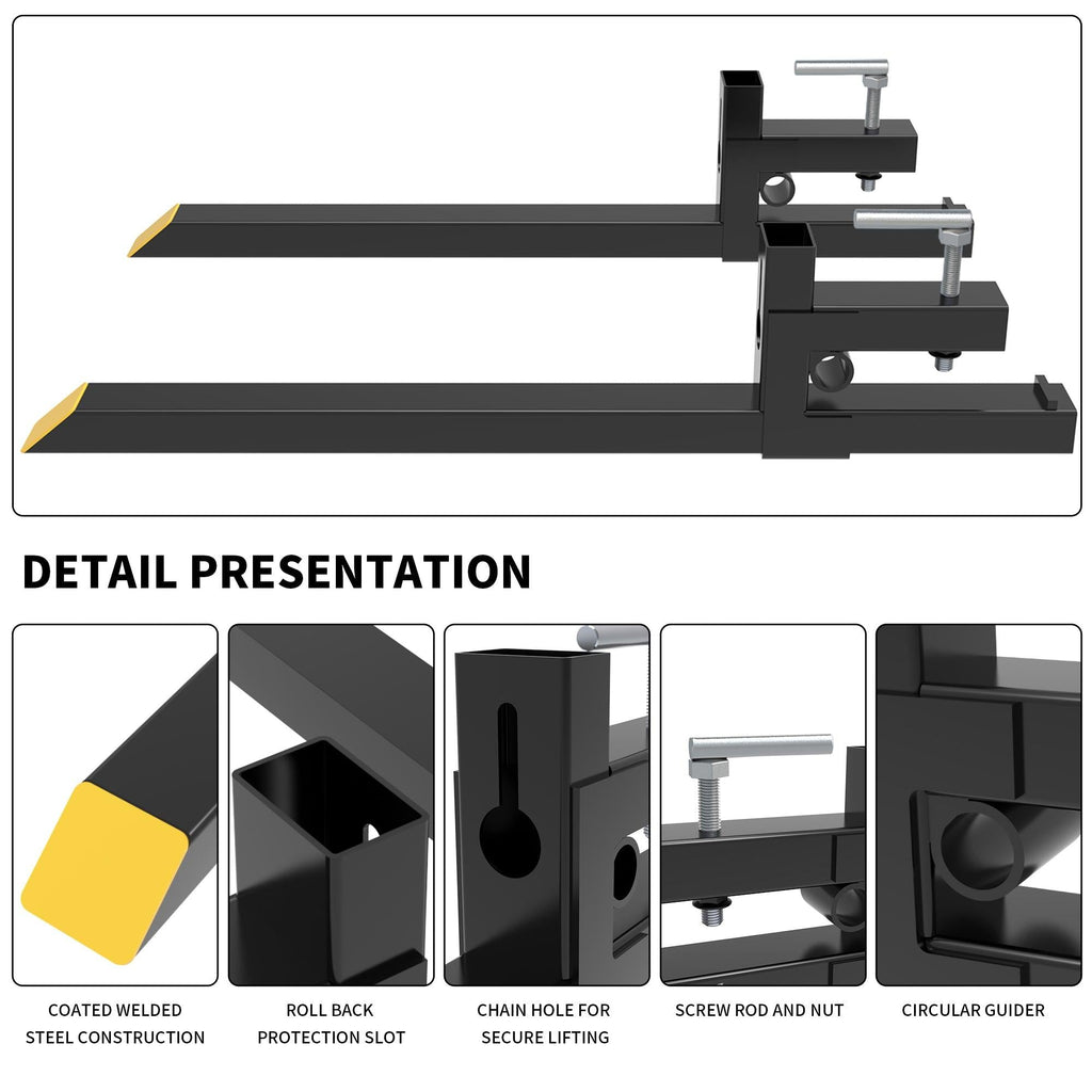 YITAMOTOR® Clamp on 60” Pallet Forks 4000lbs for Loader Bucket Tractor