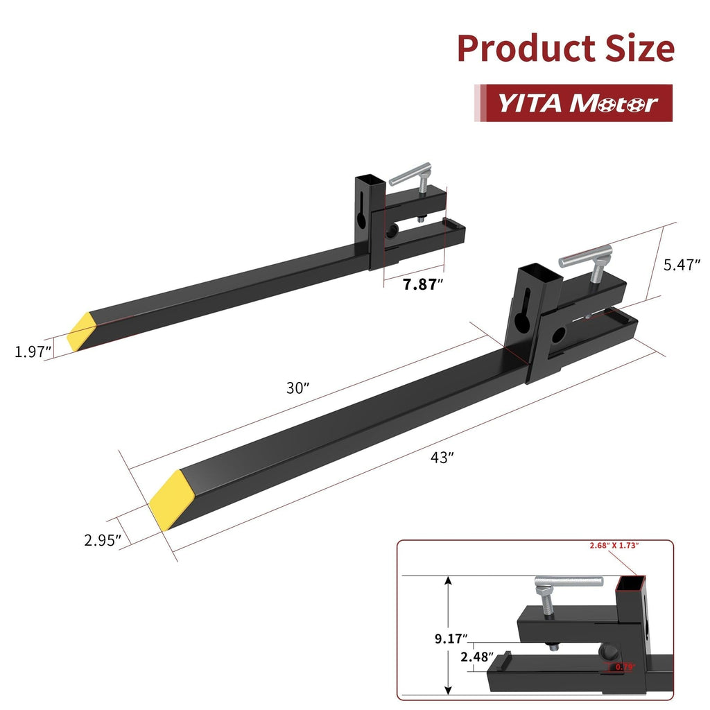 Abrazadera YITAMOTOR® de 43" en horquillas para paletas de 1500 libras para cucharón de cargador de tractor