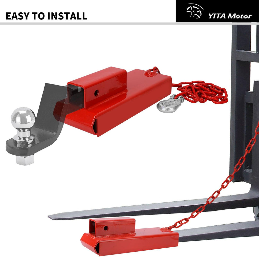 Adaptador de remolque de horquillas para paletas YITAMOTOR® con enganche para montacargas con cadena de seguridad