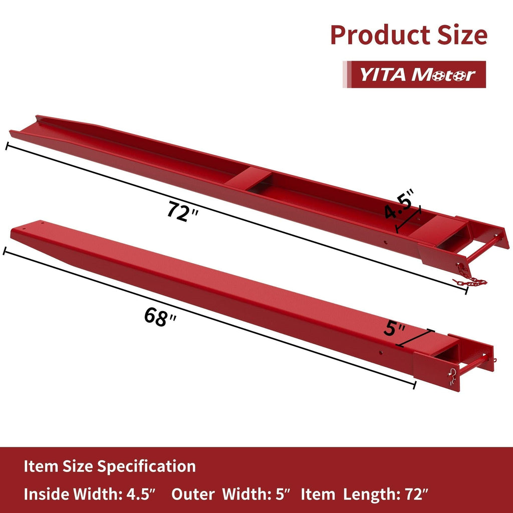 Extensión de horquilla para paletas YITAMOTOR® de 72" de largo y 5" de ancho