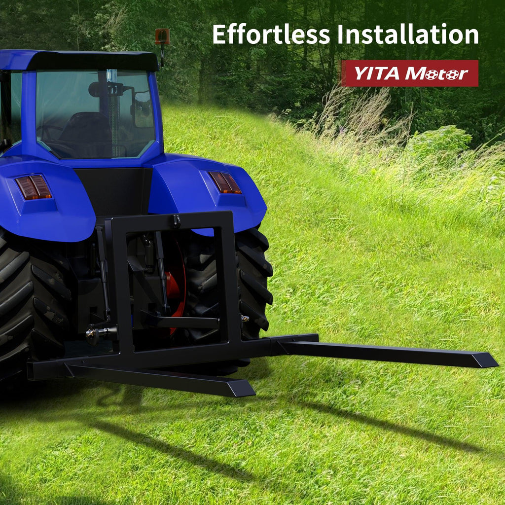 YITAMOTOR® Horquillas para paletas con enganche de 3 puntos de 1500 lbs para tractor de categoría 1