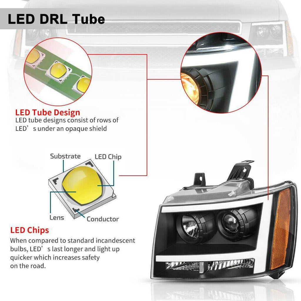 LED DRL Projector 2007-2013 Chevy Avalanche / Suburban / Tahoe Headlight