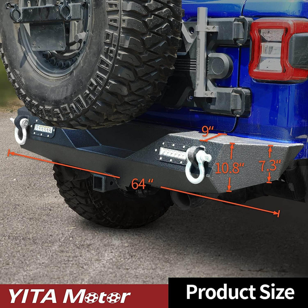 Jeep Wrangler rear bumper size: 64"x10.8"x9"