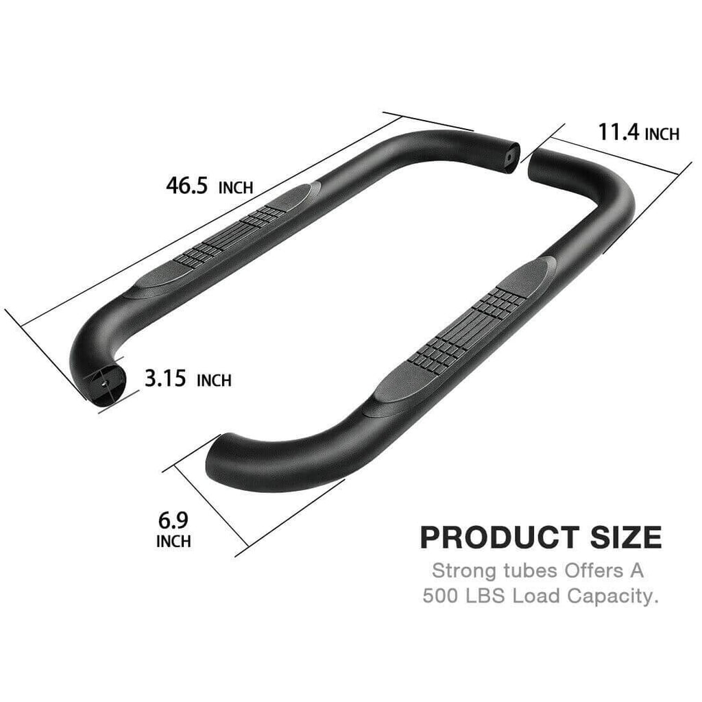 YITAMOTOR® 1987-2006 Jeep Wrangler TJ YJ 3" Running Boards Nerf Bars Side Steps, Black Powder Coating Finish - YITAMotor