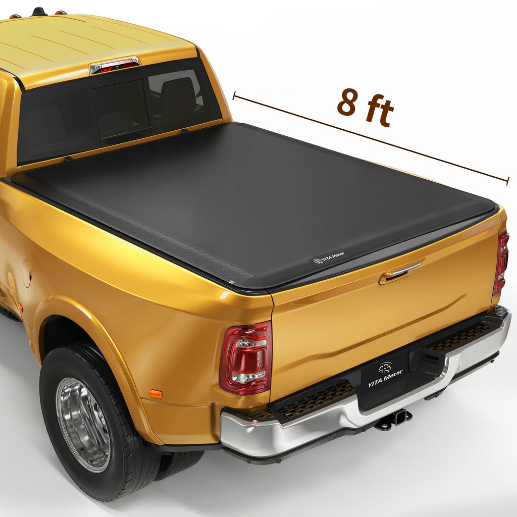 YITAMOTOR® 02-18 Dodge Ram 1500(19-22 classic), Fleetside 8 ft Bed without Rambox Soft Roll Up Truck Bed Tonneau Cover - YITAMotor