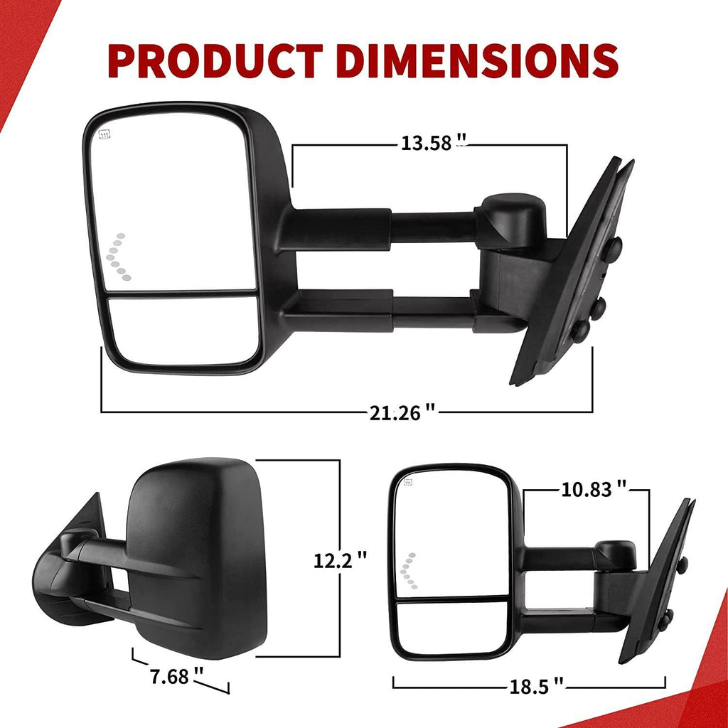 Chevy Silverado tow mirrors dimension