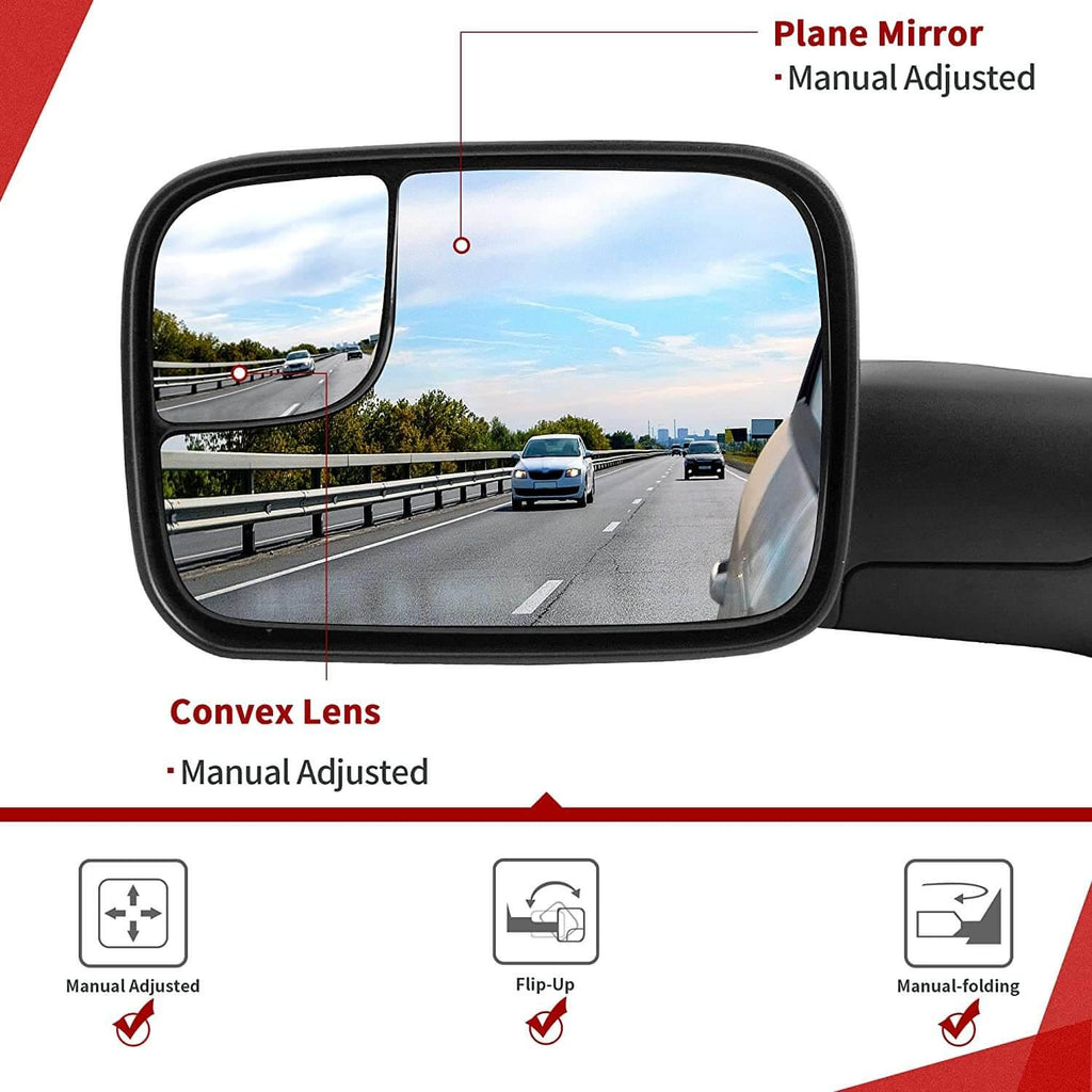 Dodge Ram towing mirrors w/ plane mirror and convex mirror