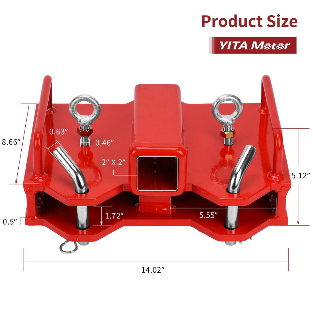 YITAMOTOR® 2" Trailer Hitch Receiver for Dual Pallet Forks, Forklift 2" Insert Towing Adapter Attachment - YITAMotor