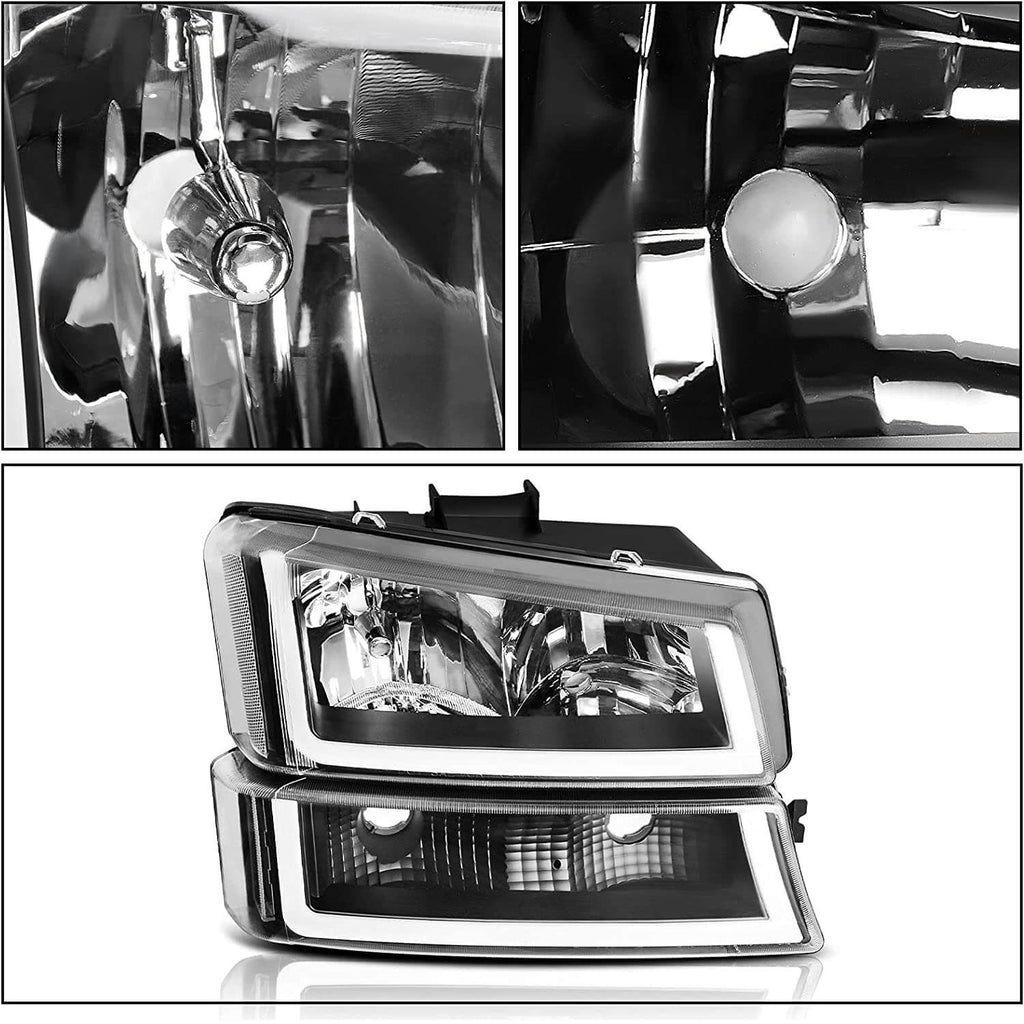 2003-2006 Chevy Silverado LED DRL Headlights + Clear Lens Taillights