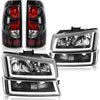 2003-2006 Chevy Silverado LED DRL Headlights + Clear Lens Taillights