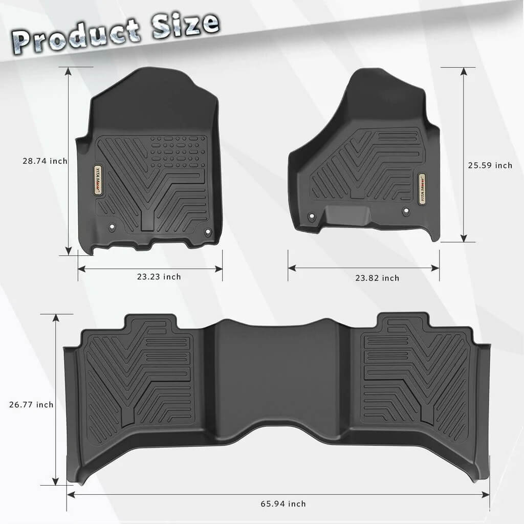 YITAMOTOR-12-18-Dodge-Ram-1500-2500-3500/19-22-Ram-1500-Classic-Crew-Cab-Floor-Mats-dimension