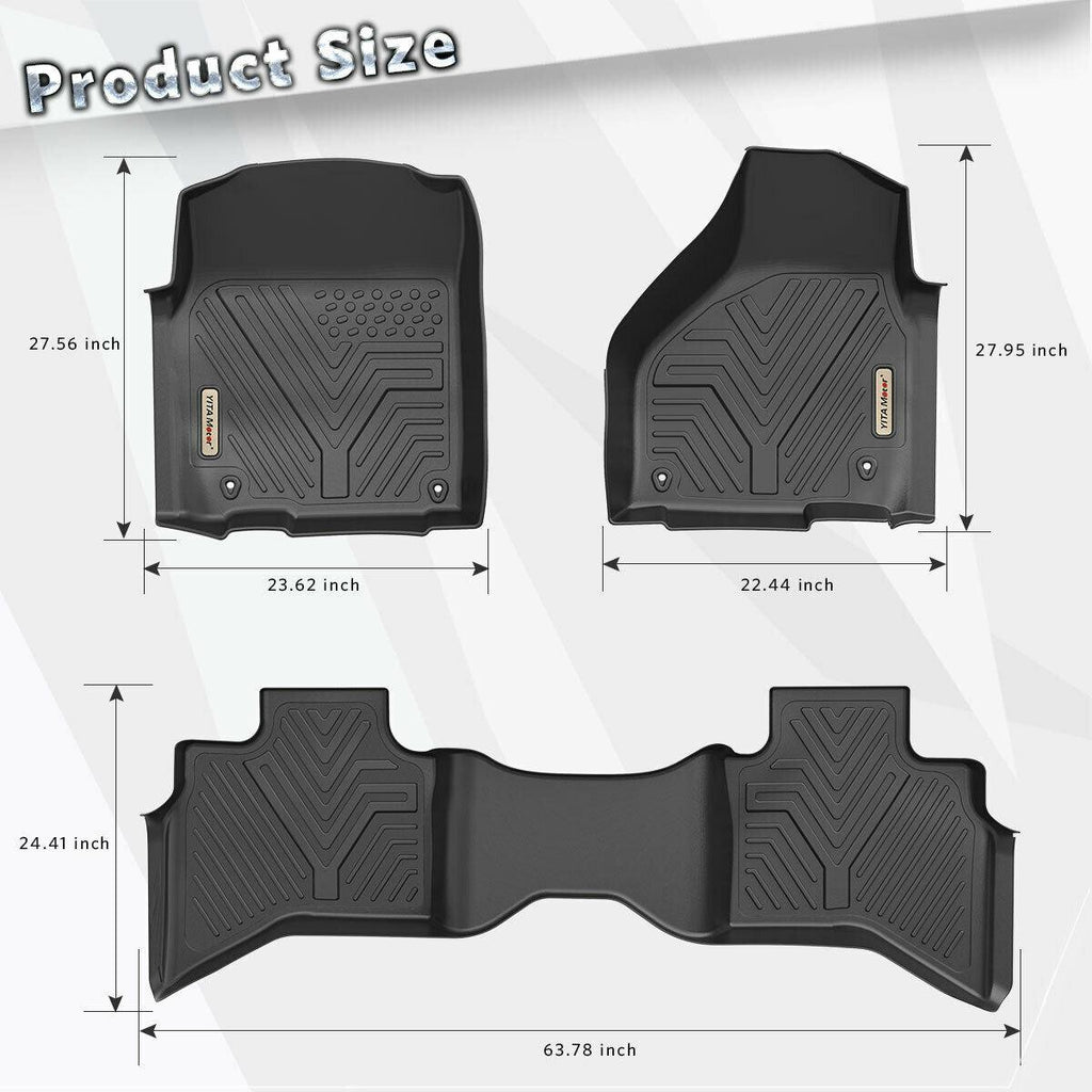 YITAMOTOR® Floor Mats Floor Liners for 2013-2018 Dodge Ram 1500 Quad Cab Only, 1st & 2nd Row All Weather Protection