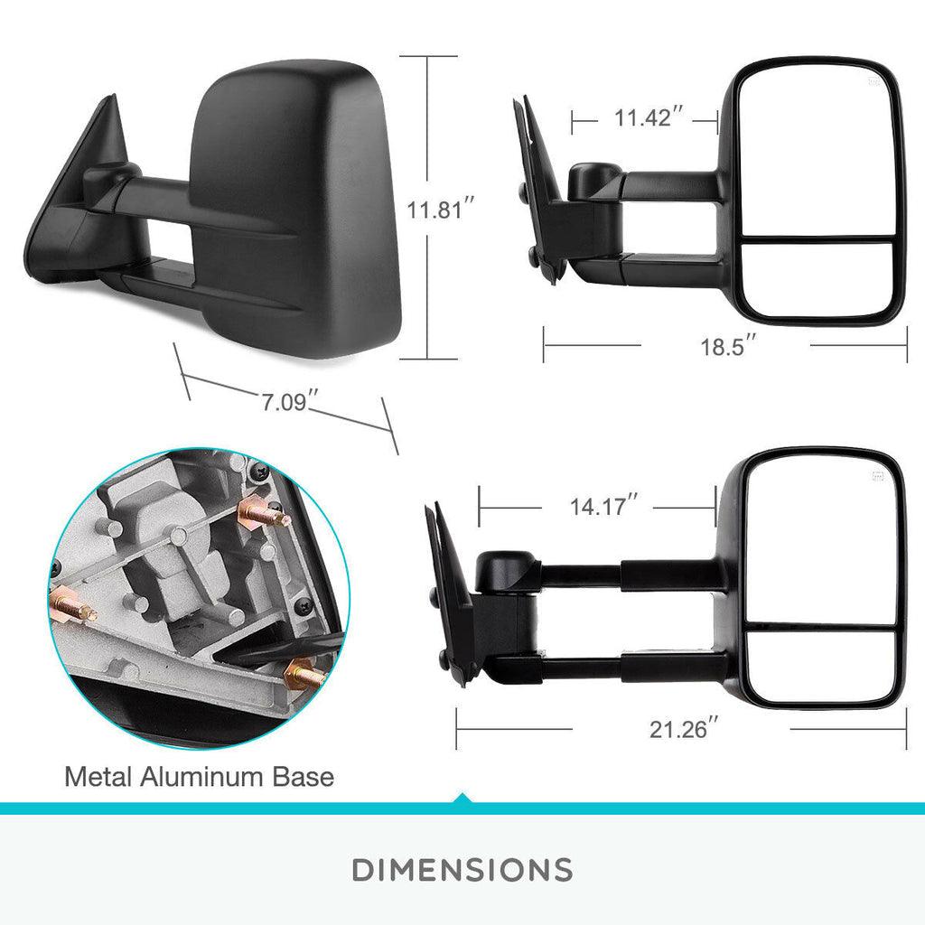 Chevy Silverado Tow Mirrors Product Dimension