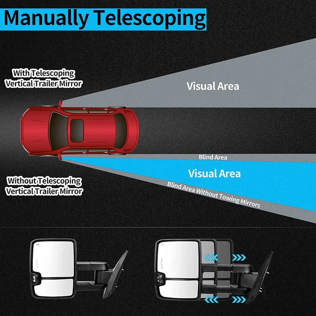 2007-2013 Silverado Sierra towing mirrors  manually telescoping 